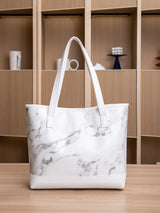 Sac à mains femmes 2 pièces blanc marbre