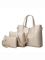 3 pièces Sac pour femmes en relief de Crocodile