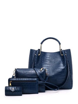 4 pièces Sac À Main À La Mode Unicolore En Cuir PU Motif Crocodile Vintage