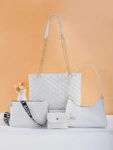4 pièces Sac À Bandoulière motif Matelassé Blanc