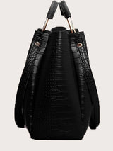 4 pièces Sac À Main À La Mode Unicolore En Cuir PU Motif Crocodile Vintage