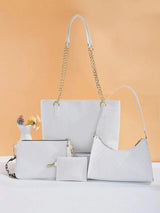 4 pièces Sac À Bandoulière motif Matelassé Blanc