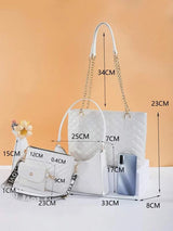 4 pièces Sac À Bandoulière motif Matelassé Blanc