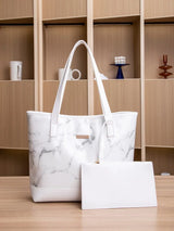 Sac à mains femmes 2 pièces blanc marbre